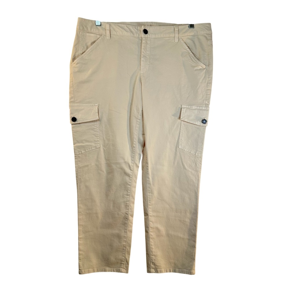 Talbots Signature Beige Cargo Capri Pants Womens 16W Stretch Cotton